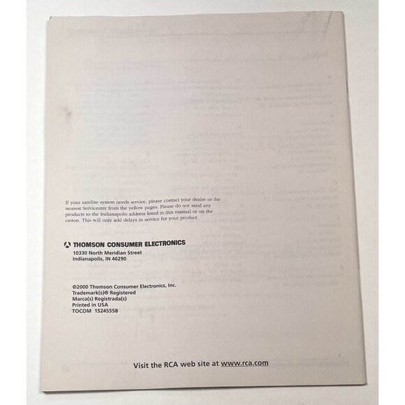 RCA Satellite Dish Antenna INSTALLER'S GUIDE ONLY Manual Booklet 2000 EUC - Picture 2 of 2